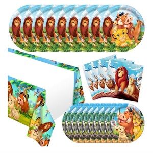 Lion-Kings Birthday Decorations Include 20 Plates, 20 Napkins and 1 Tablecover